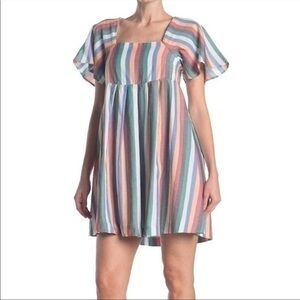 Madewell Square Neck Striped Mini Dress